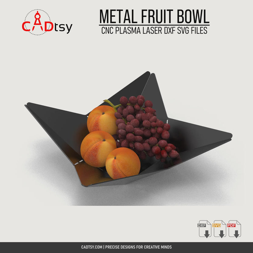 Rotating view of the assembled origami-style metal fruit bowl