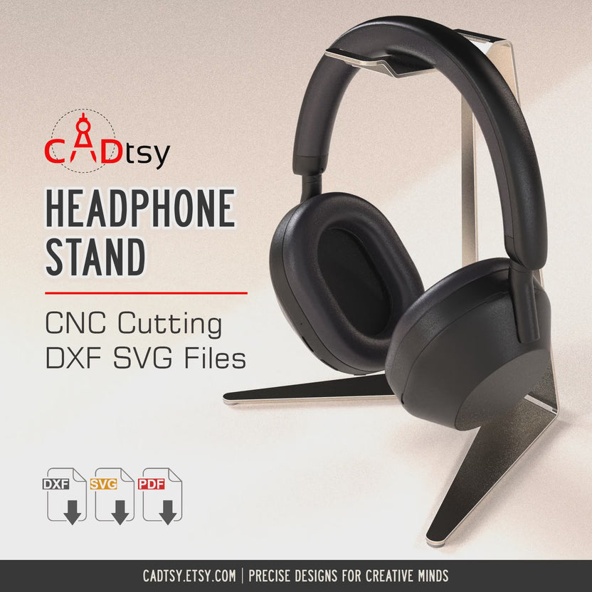 R2 formed metal headphone stand shown from multiple angles