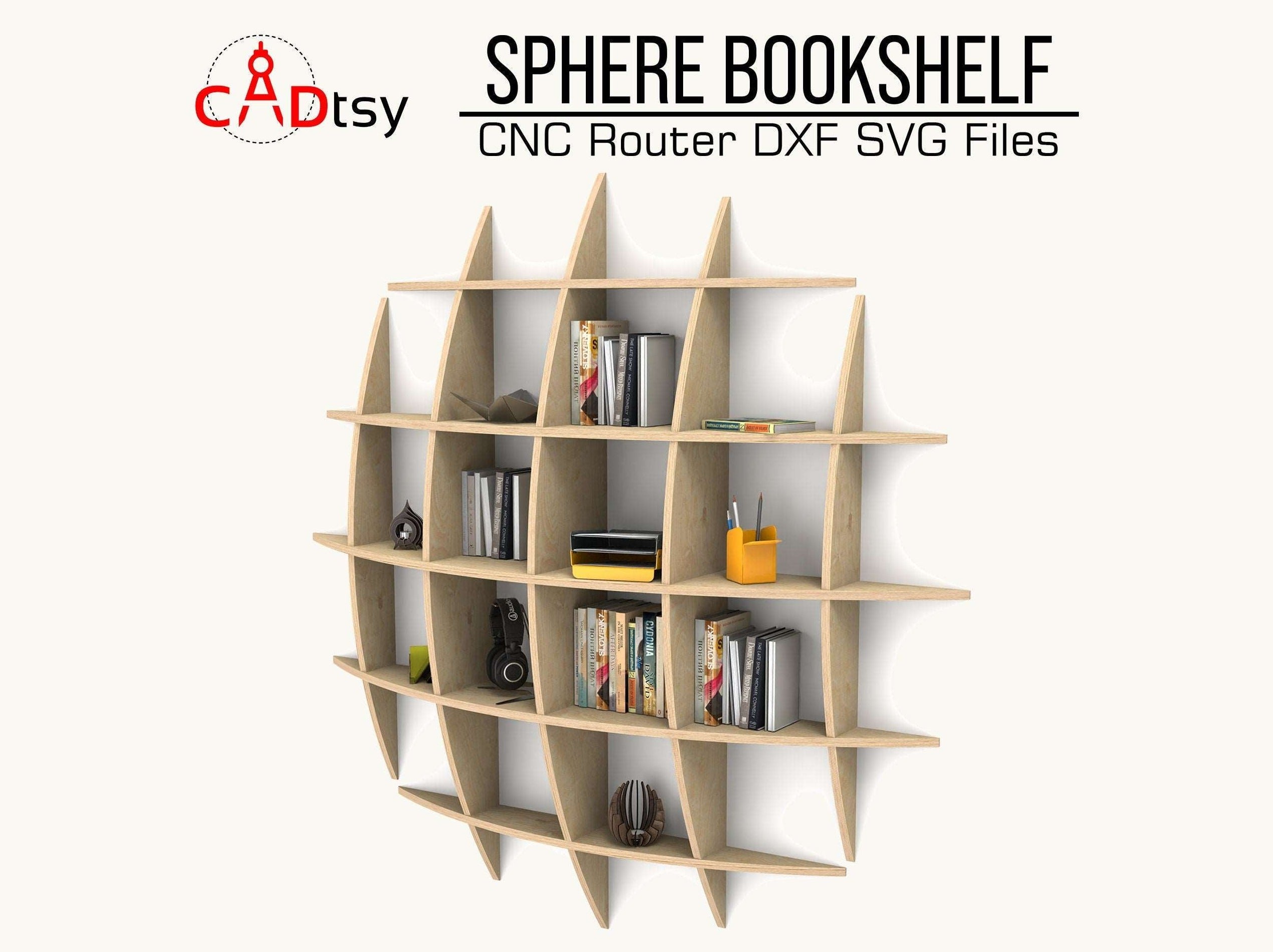 Sphere Waffle Bookshelf DXF/SVG - CNC Router Cutting Files – CADtsy