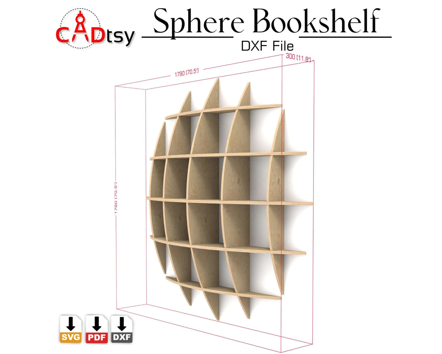 Sphere Bookshelf, Parametric Spherical Hemispherical Waffle Puzzle Wall Shelf, CNC router, laser cut vector pattern plan Fusion eps illustrator Glowforge