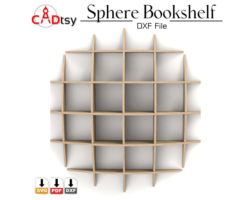 Empty sphere waffle bookshelf shown straight on