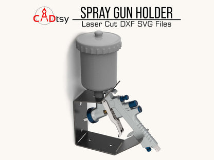 Customizable spray paint gun metal stand holder, optimized DXF and SVG files for CNC laser or plasma cutting, an ideal workshop tool organizer for efficient and safe storage