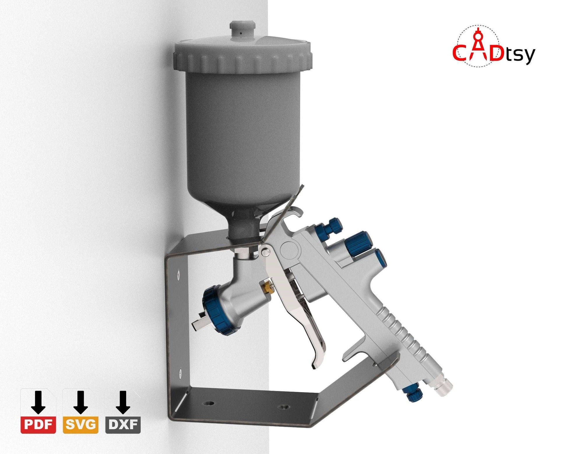 Spray Paint Gun Metal Stand Holder DXF SVG Files. CNC Cut Laser Plasma Pattern. Workshop Tool Organizer