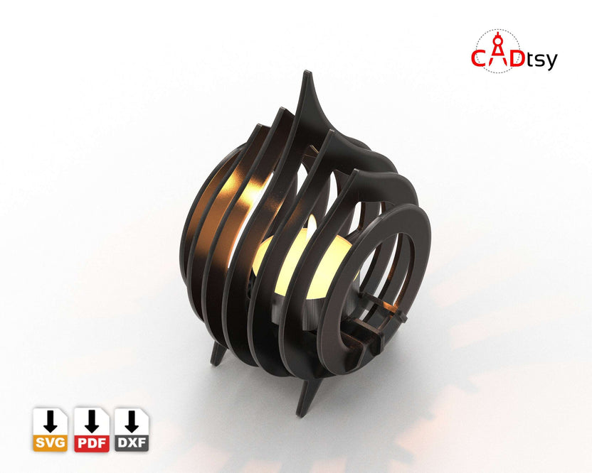 Glowing tea light holder render viewed from side angle