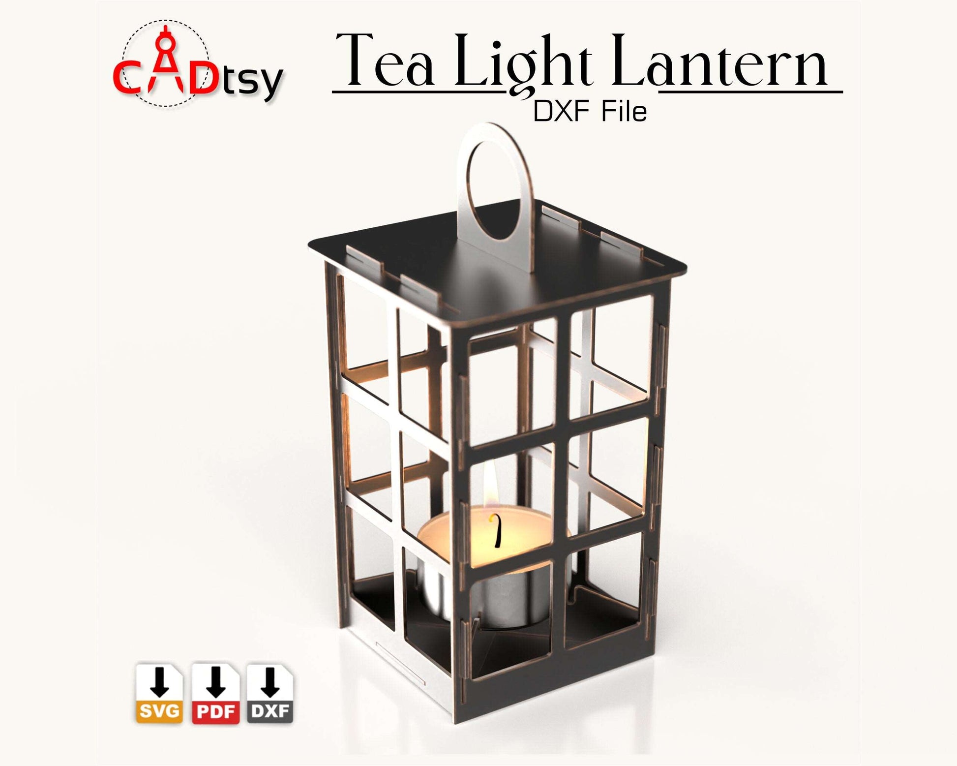 CADtsy Christmas Decor Tea LIght Candle Lantern Lamp