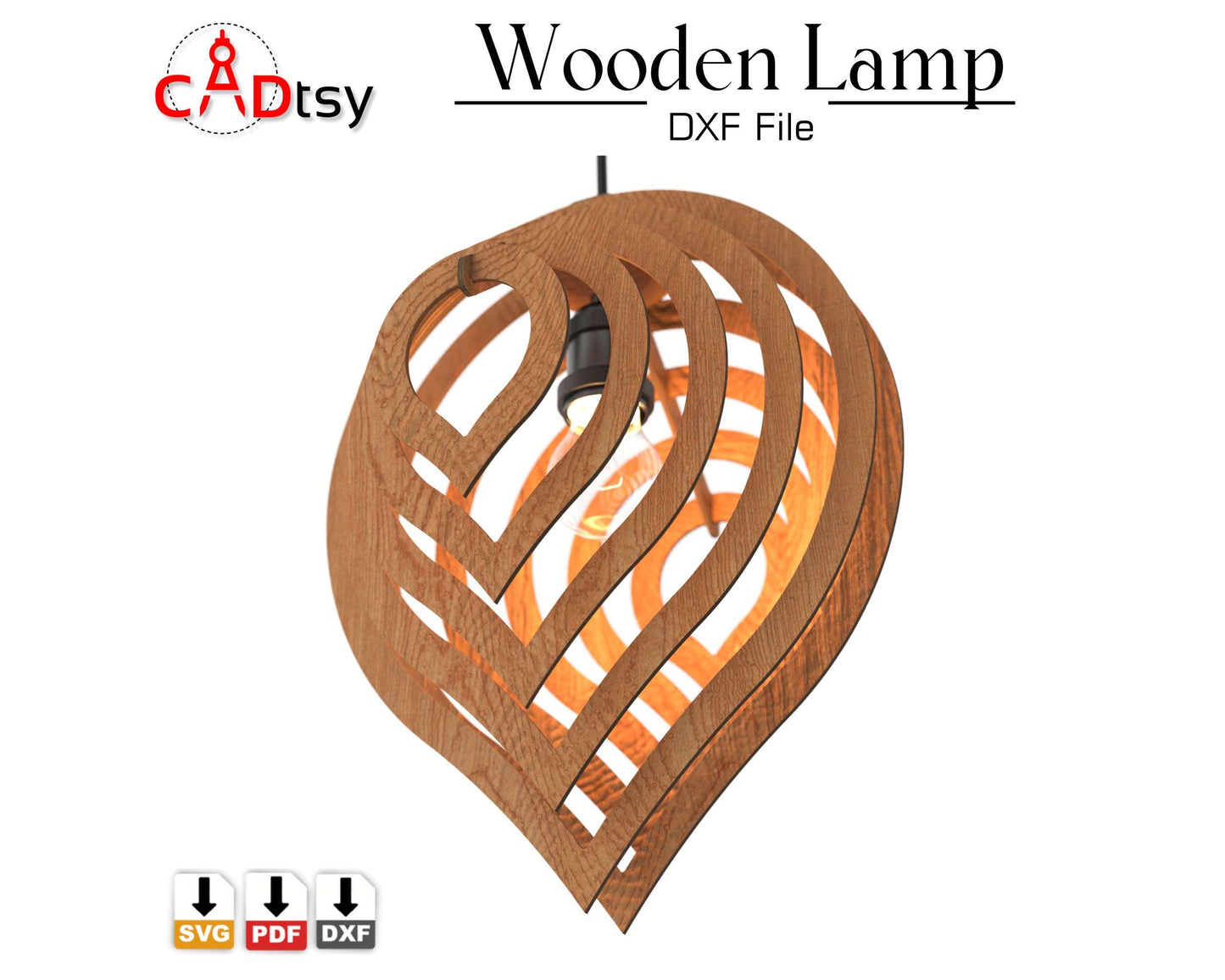 Wooden Lamp Laser Cut File SVG DXF Glowforge Cricut Water Drop Shade CNC Vector Pattern Digital Download