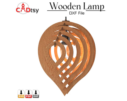 Wooden Lamp Laser Cut File SVG DXF Glowforge Cricut Water Drop Shade CNC Vector Pattern Digital Download