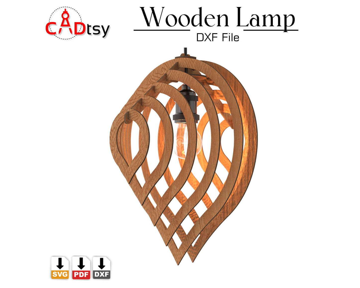 Wooden Lamp Laser Cut File SVG DXF Glowforge Cricut Water Drop Shade CNC Vector Pattern Digital Download