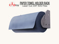Side view of paper towel rack mounted with blue roll
