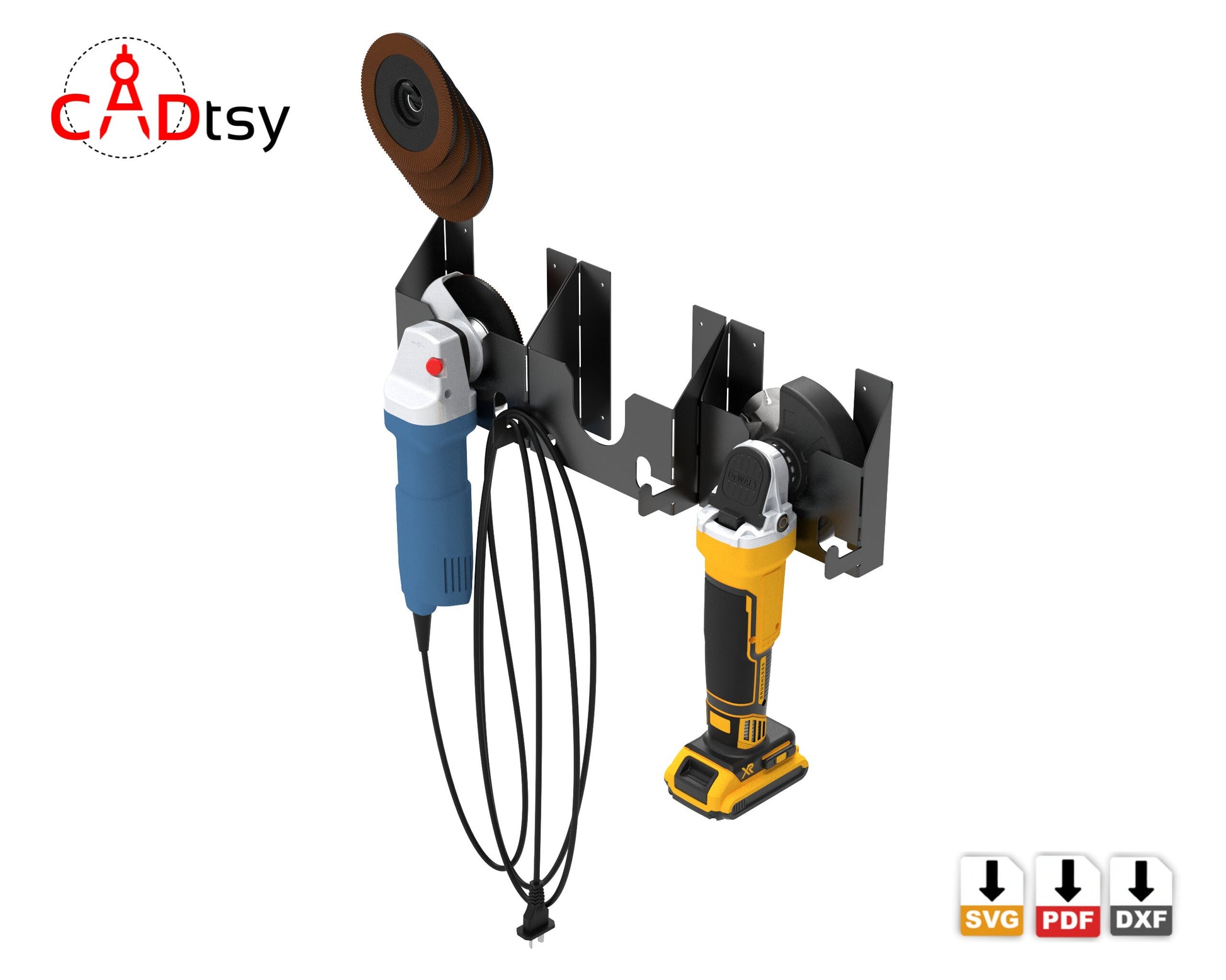 Metal wall hanger for electric angle grinder