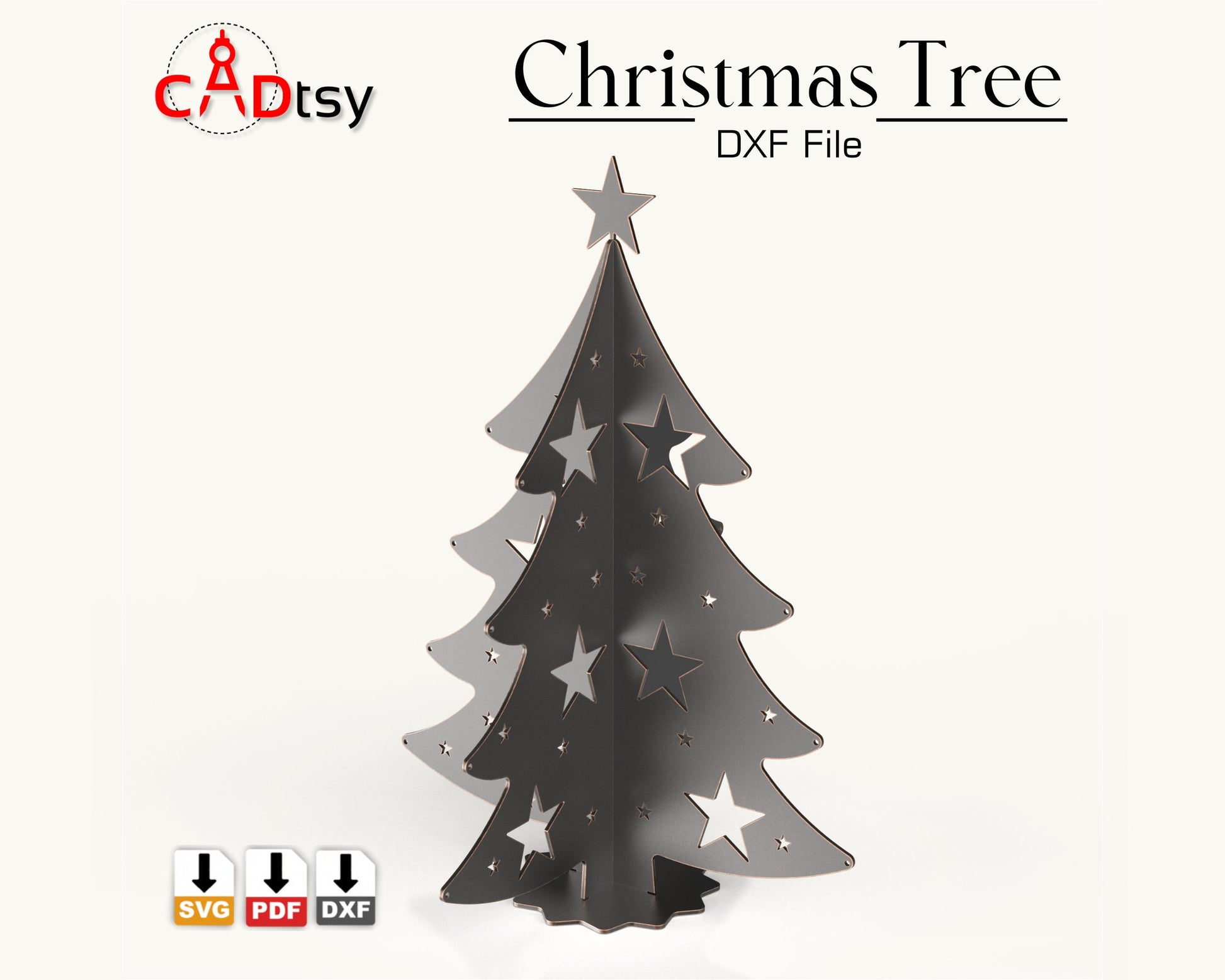 Christmas Tree CNC Laser Cutting DXF / SVG File, Metal Decoration, Digital Download.