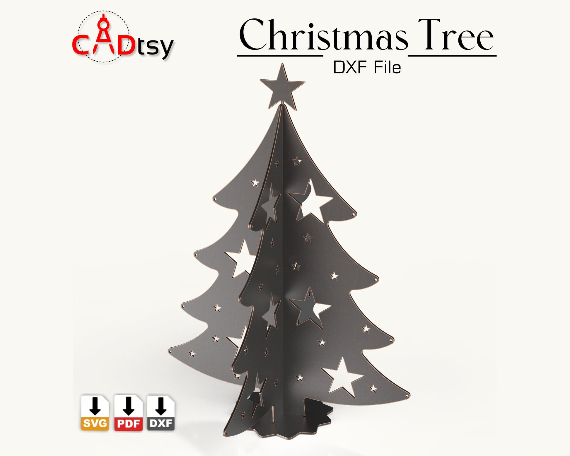 Christmas Tree CNC Laser Cutting DXF / SVG File, Metal Decoration, Digital Download.