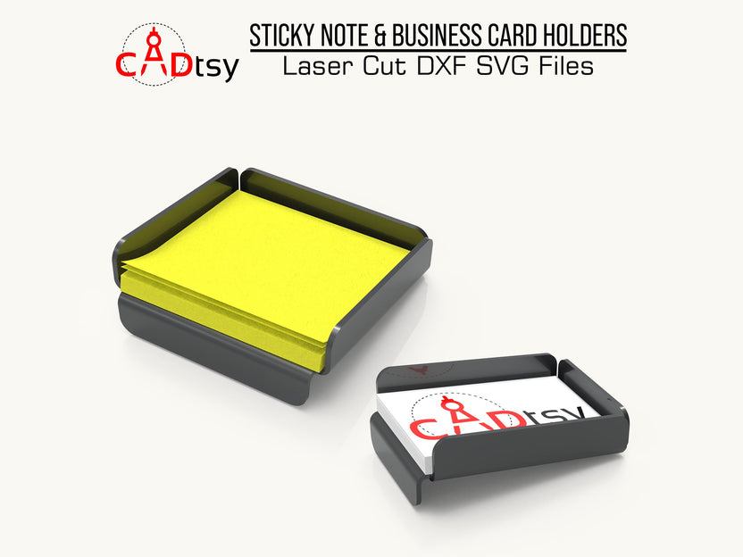 Metal sticky note tray and business card holder set