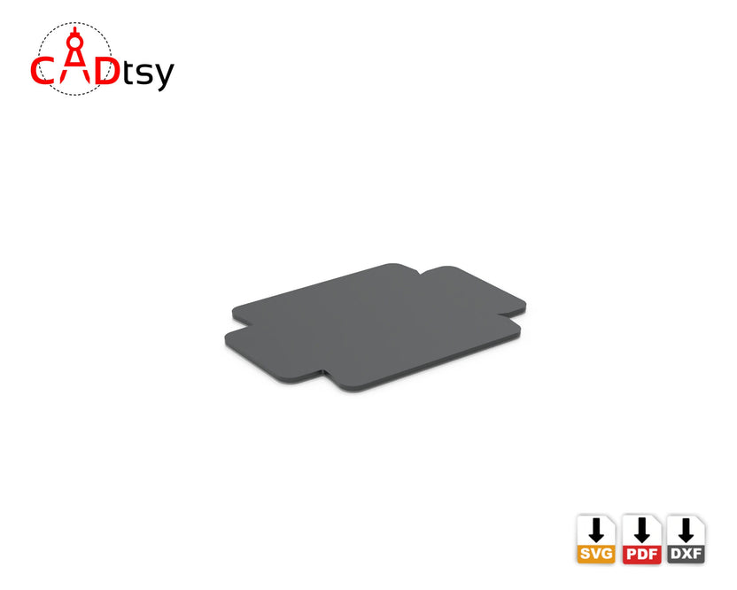 Flat metal blank for business card holder before bending