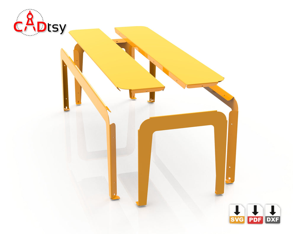 Stylish Metal Bench DXF Plasma Files. Length 1400mm