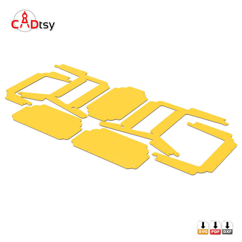 Flat metal cutting layout for the lounge chair frame, seat and back panels