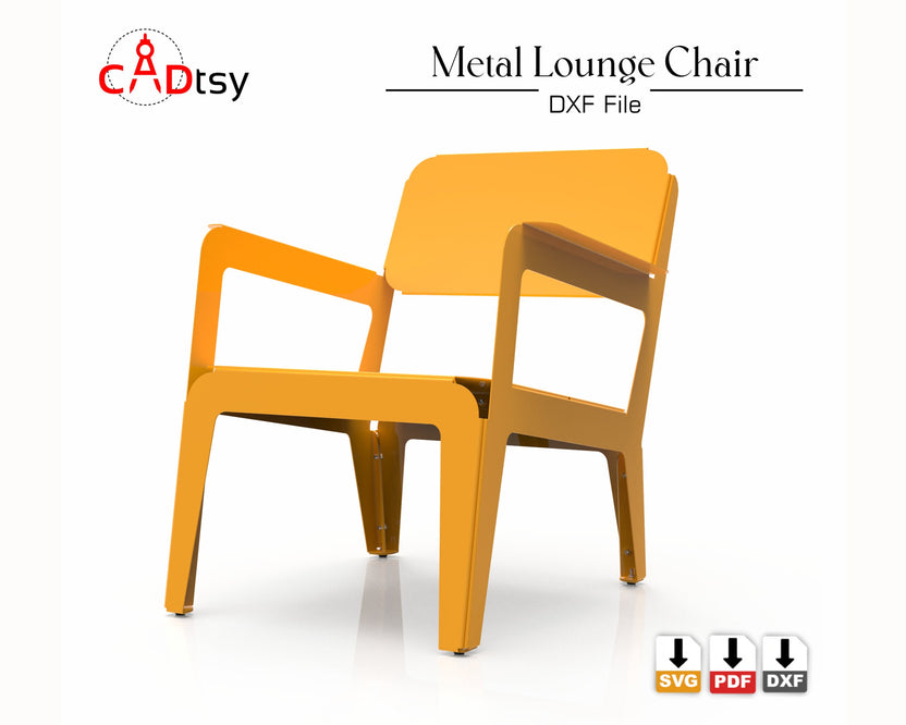 Orange metal lounge chair, rear three-quarter view