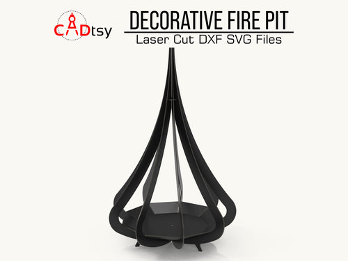 Tall black decorative fire pit bowl with curved flame-like ribs