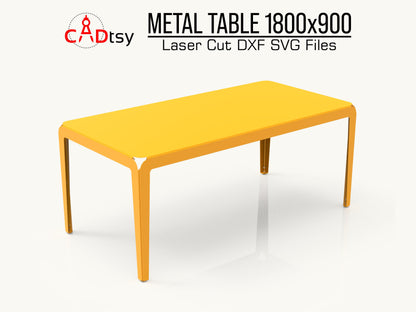 Outdoor metal CNC laser/plasma cut table, 1800 x 900, modern style. Heavy-duty design, perfect for a patio or garden. Stylish and durable outdoor furniture.