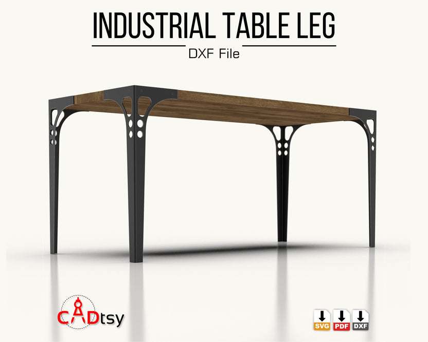Low front view of industrial table legs under wood top