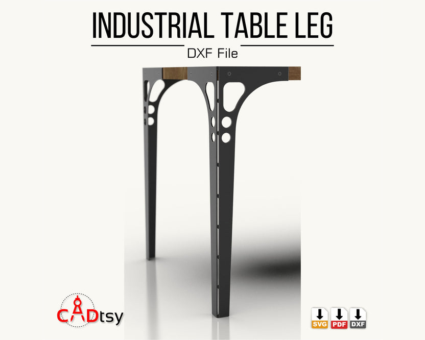 Front close view of paired industrial table legs