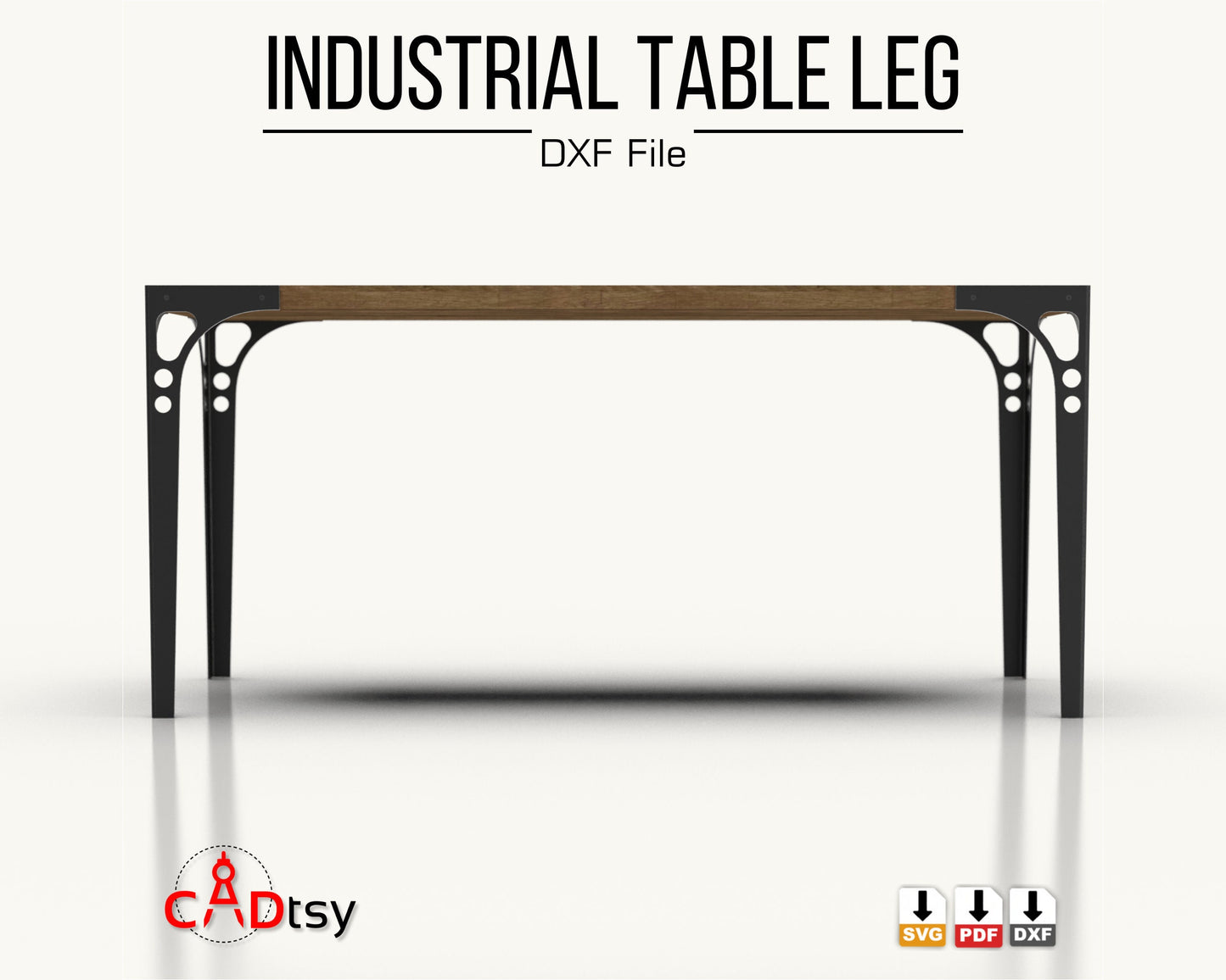 Industrial style Table / desk Metal Leg CNC laser plasma machine DXF SVG file vector pattern. Height 740 mm / 29 inches