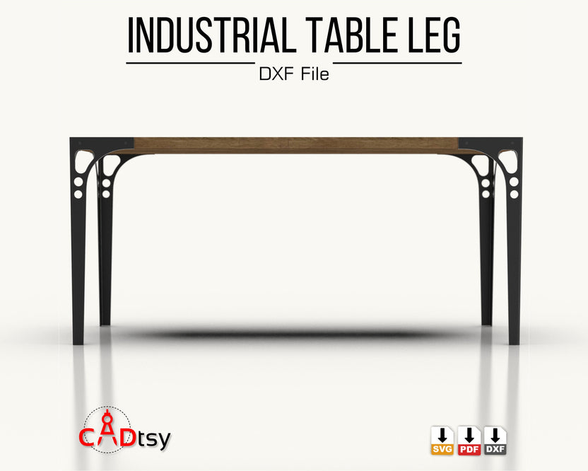 Straight front view of industrial table leg set