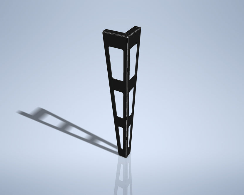 Single slim black metal table leg render