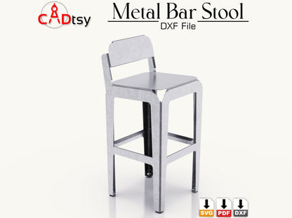 Metal Bar Backrest Stool CNC plasma laser DXF SVG Cutting files, building plans, sheet metal bending plans