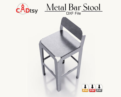 Metal Bar Backrest Stool CNC plasma laser DXF SVG Cutting files, building plans, sheet metal bending plans