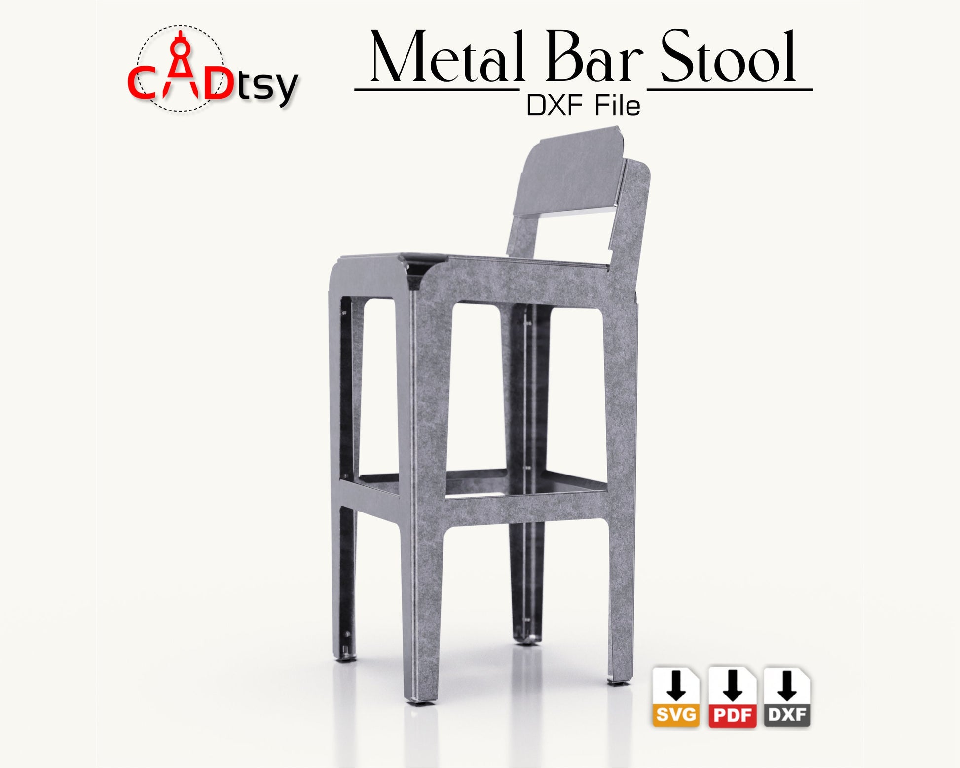 Metal Bar Backrest Stool CNC plasma laser DXF SVG Cutting files, building plans, sheet metal bending plans