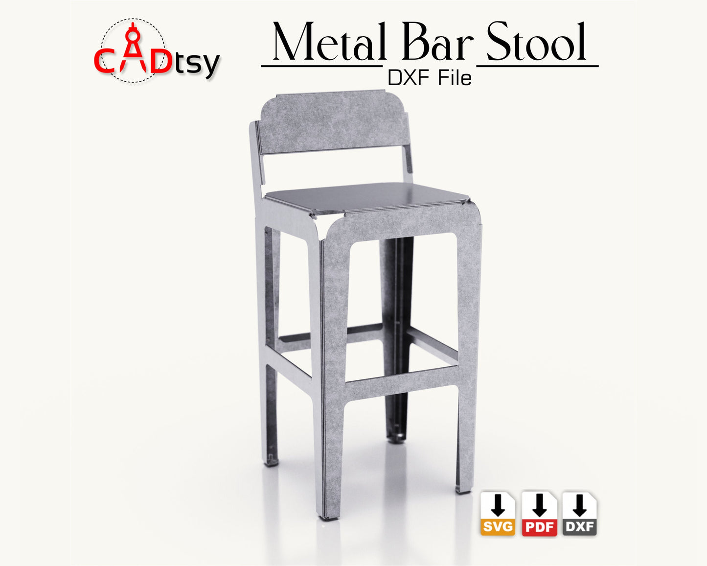 Metal Bar Backrest Stool CNC plasma laser DXF SVG Cutting files, building plans, sheet metal bending plans