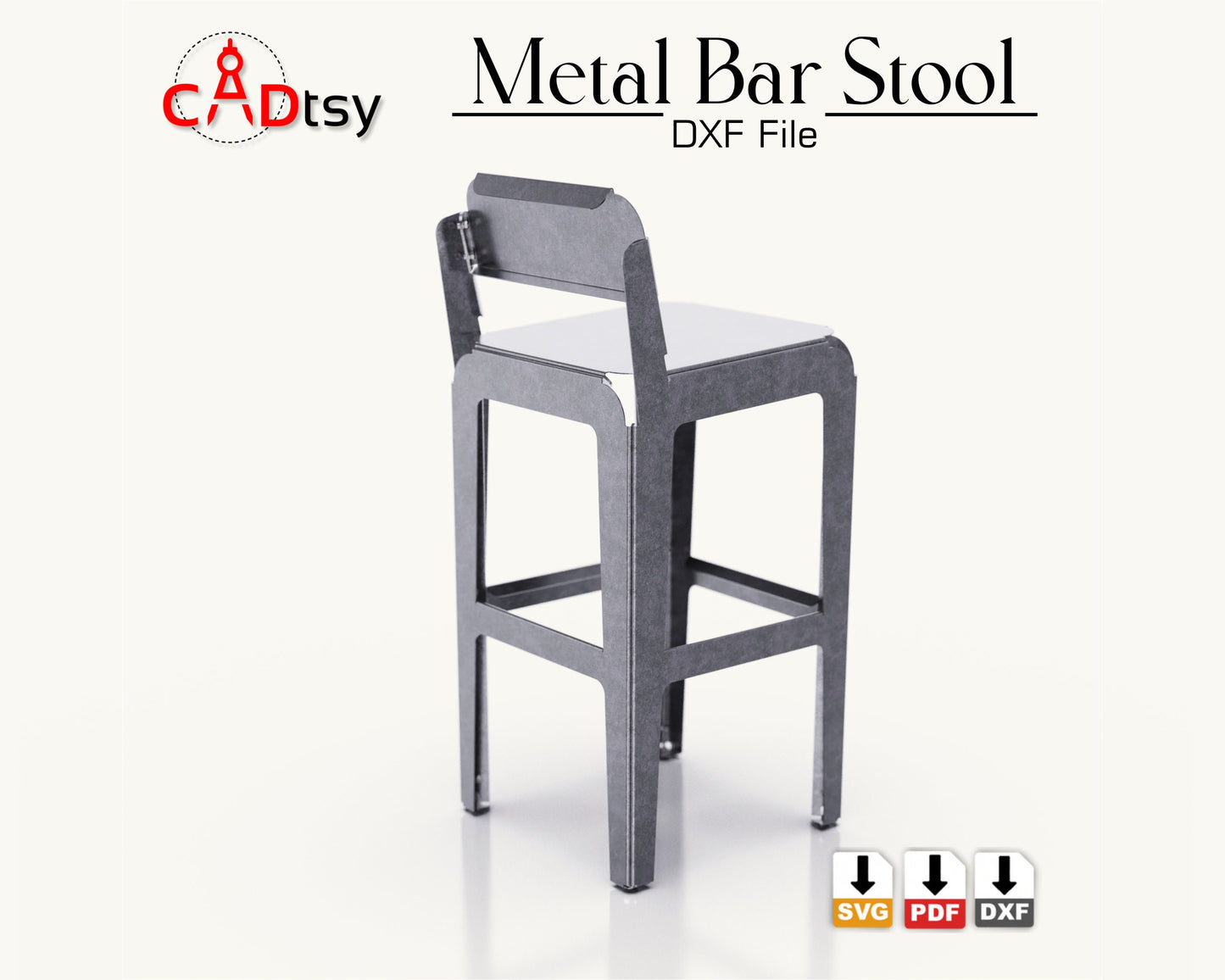 Metal Bar Backrest Stool CNC plasma laser DXF SVG Cutting files, building plans, sheet metal bending plans