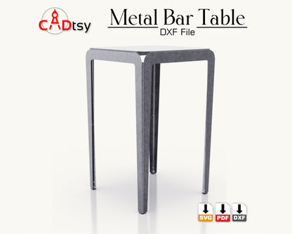 Metal Bar High Table CNC plasma laser DXF SVG Cutting files, building plans, sheet metal bending plans.