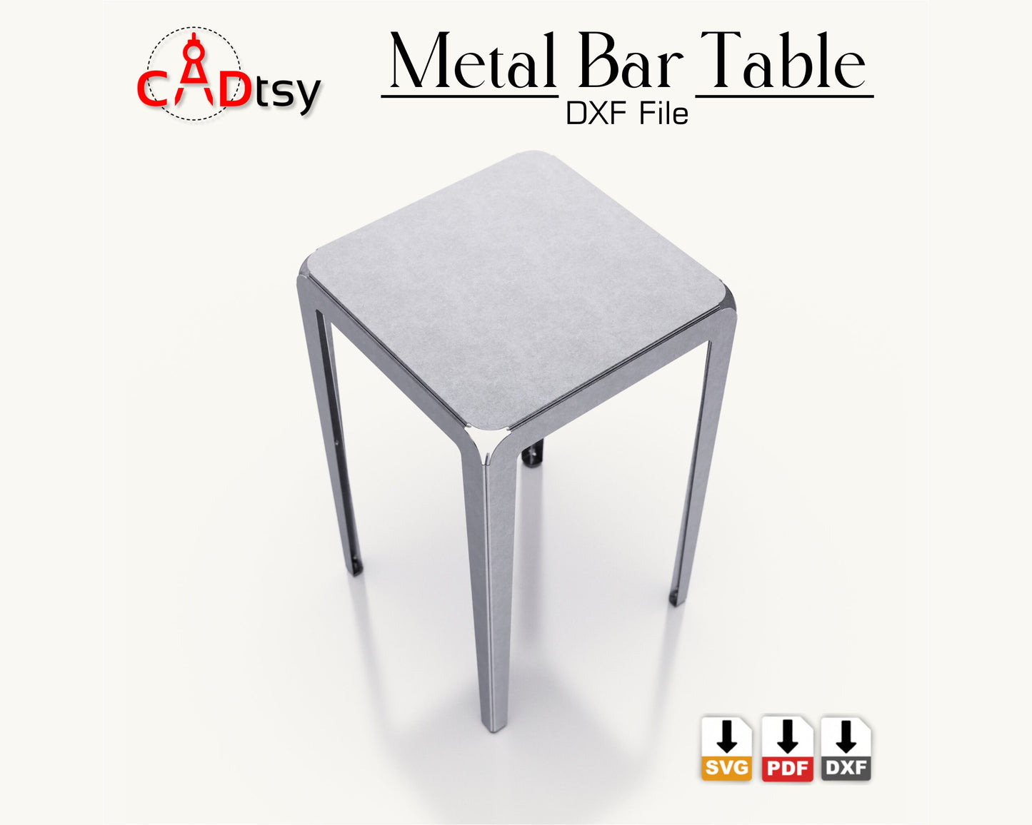 Metal Bar High Table CNC plasma laser DXF SVG Cutting files, building plans, sheet metal bending plans.