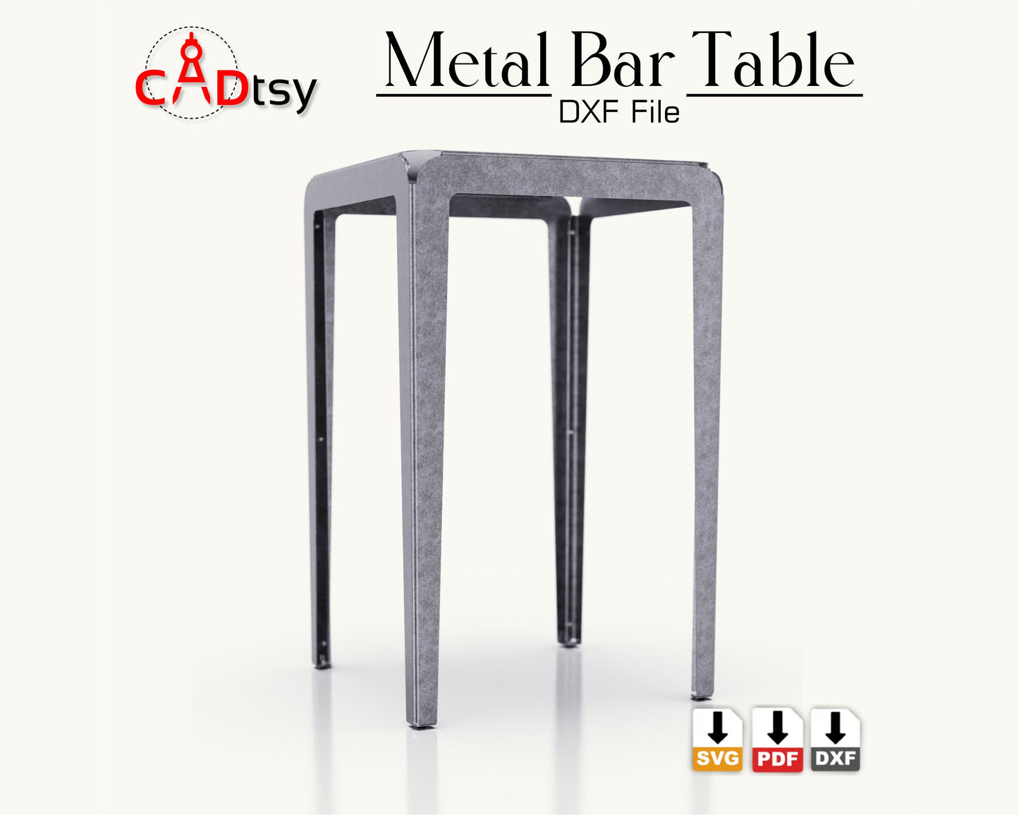 Metal Bar High Table CNC plasma laser DXF SVG Cutting files, building plans, sheet metal bending plans.