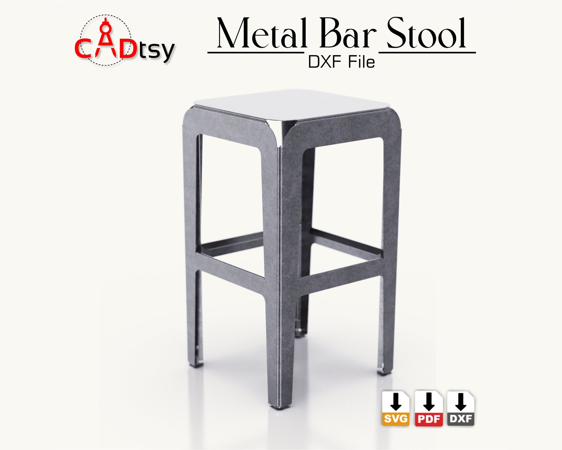 Metal Bar Stool CNC plasma laser DXF SVG Cutting files, building plans, sheet metal bending plans