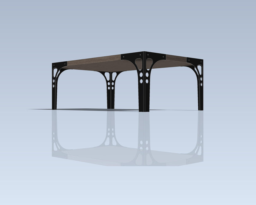 Front low view of coffee table leg frame