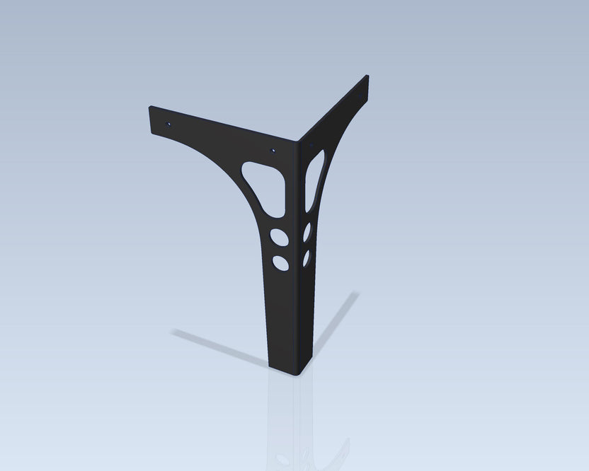 Single black coffee table leg with rounded cutouts