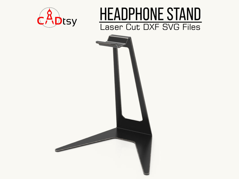 Black metal headphone stand shown empty from front angle