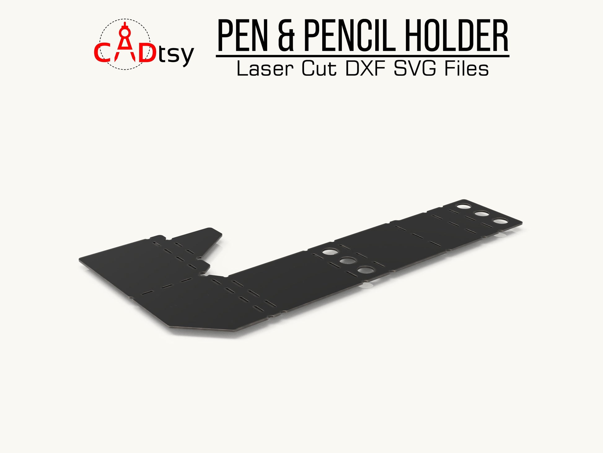 Metal Pen Holder Desk Organizer DXF SVG Files. Laser Plasma Cut Vector CNC Pattern