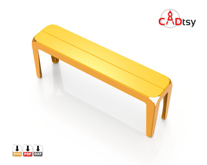 Metal Bench Painted yellow, Outdoor Garden Decor, Patio Furniture