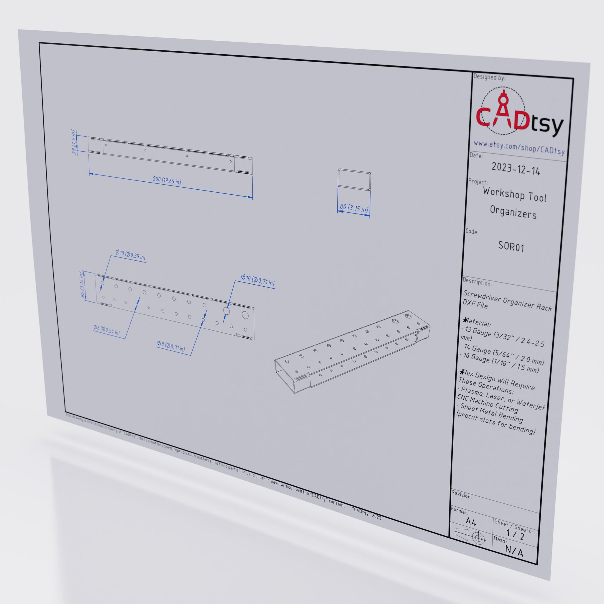 Screwdriver Wall Rack DXF Plasma Cut File. Tool Organizer