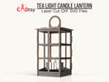Classic tea light candle lantern with a geometric frame design, provided in SVG and DXF file formats for CNC laser cutting, compatible with Glowforge and Xtool machines, ideal for creating ambient lighting